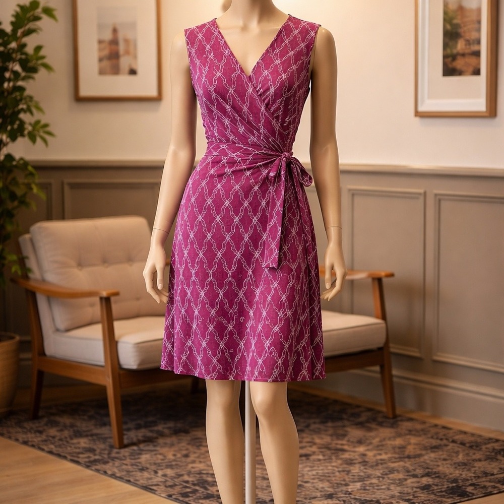 41 Hawthorn Faux Wrapβ Dress Womens Small Purple Excellent Geometric Sleeveless